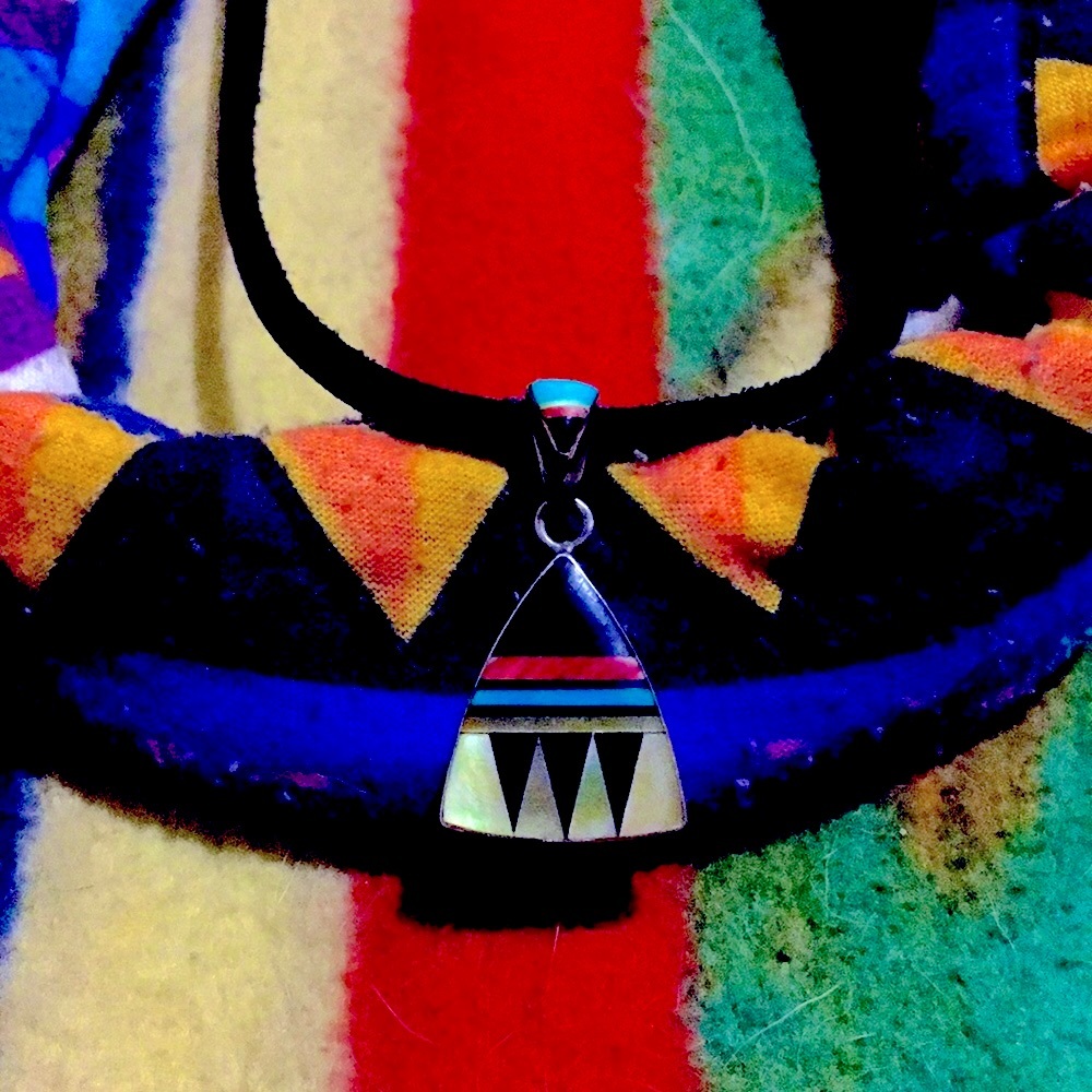 Cherokee  pendant NWT  - mother of pearl coral turquoise jet